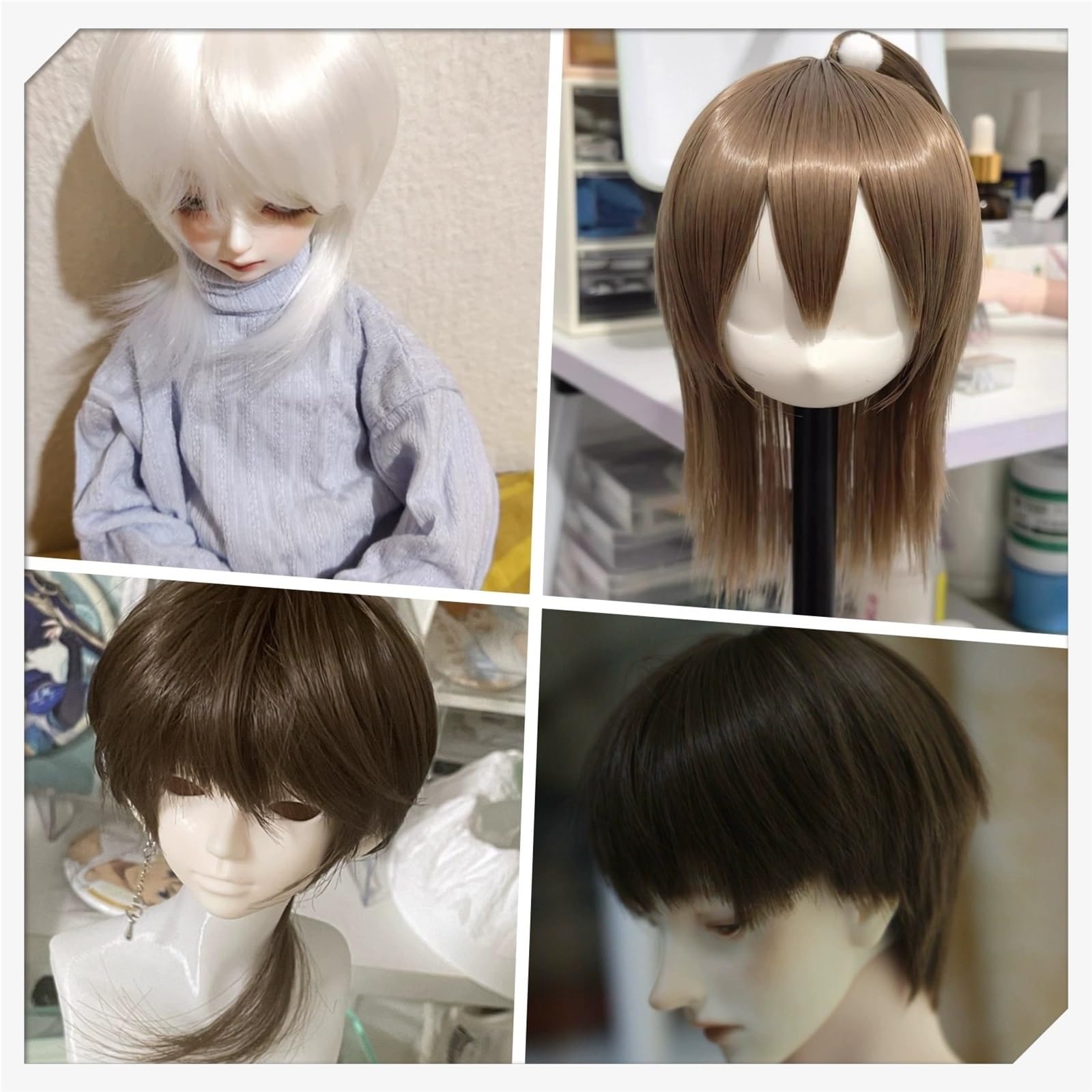 Amazon.co.jp: 1/3 1/4 1/6 BJD ウィッグ、前髪付きソフト